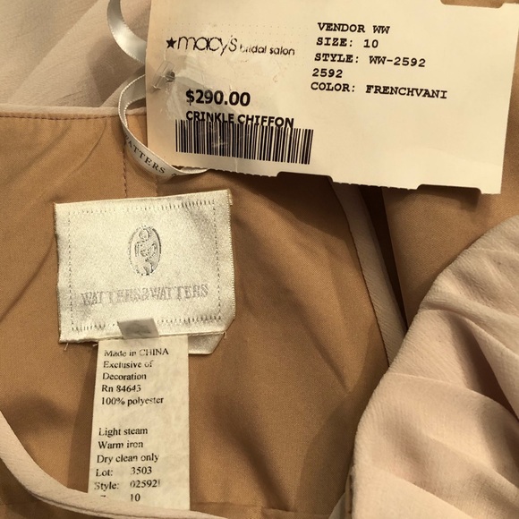 NWT! WATTERS FRENCH VANILLA CRINKLE CHIFFON DRESS - Picture 7 of 12